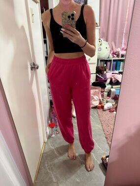Hot Pink Fleece Jogger Sweatpants